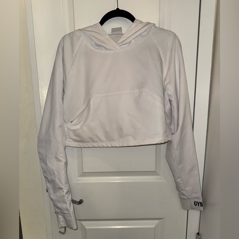 Gymshark White Cropped Active Sweatshirt - Size M